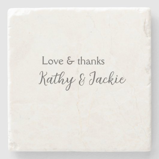 Liebe & Dank Ehepaar Name Hochzeit einfach minimal Steinuntersetzer (Vorderseite)