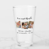 Liebe & Dank Elegant 3 Foto Braut Groom Wedding Glas (Vorderseite)