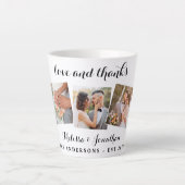 Liebe & Dank Elegant 3 Foto Braut Groom Wedding Milchtasse (Vorderseite)
