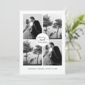 Liebe & Dank Elegant 4 Foto Collage Wedding Dankeskarte (Stehend Vorderseite)