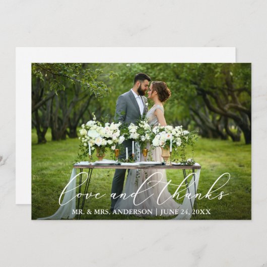 Liebe dank Elegant Calligraphy Wedding Dankeskarte (Vorne/Hinten)