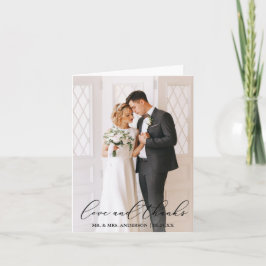 Liebe dank Elegant Calligraphy Wedding Foto Hinwei Dankeskarte