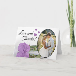Liebe & Dank Elegant Lilac Lila Rose Hochzeit Dankeskarte