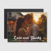 Liebe & Dank Elegant Wedding Foto Magnet Card (Vorne/Hinten)
