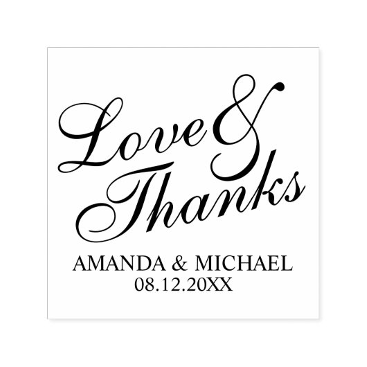 'Liebe & Dank' Elegant Wedding Gefallen Permastempel (Design)