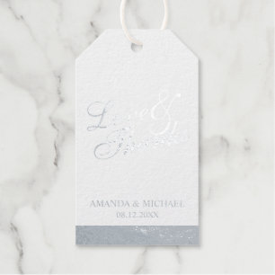 Liebe & Dank Elegant Wedding Silver Foil Geschenke Geschenkanhänger