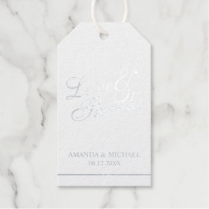 Liebe & Dank Elegant Wedding Silver Foil Gift Tag Geschenkanhänger