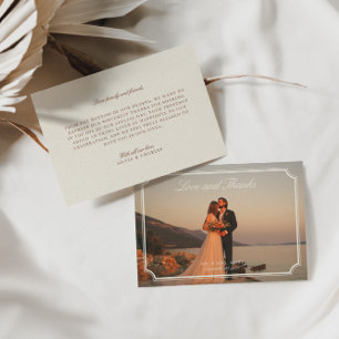 Liebe & Dank Elegante Hochzeitsfoto Dankeskarte