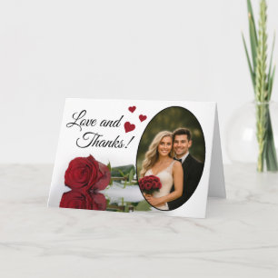 Liebe & Dank Elegante Rote Rose Romantische Hochze Dankeskarte