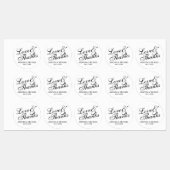 'Liebe & Dank' Elegante Script-Gastgeschenk Hochze Etiketten (Blatt)