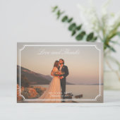 Liebe & Dank Elegantes Hochzeitsslima Foto Dankeskarte (Stehend Vorderseite)