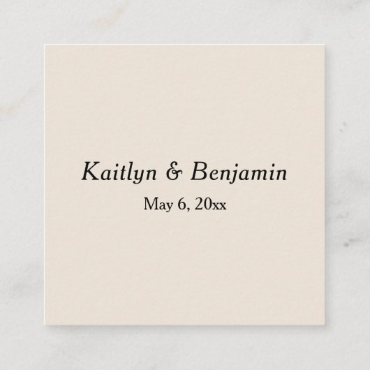 Liebe & Dank Elegantes Script Cream Gastgeschenk H Begleitkarte (Rückseite)