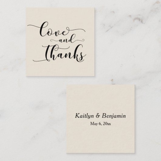 Liebe & Dank Elegantes Script Cream Gastgeschenk H Begleitkarte (Vorne/Hinten)