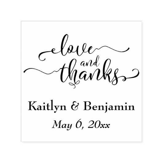 Liebe & Dank Elegantes Script mit Ihren Daten Permastempel (Design)