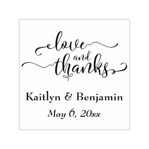 Liebe & Dank Elegantes Skript w/ Ihren Details Permastempel
