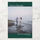 Liebe & Dank Emerald Green Wedding Foto Mini Weinetikett (Einzelnes Label)