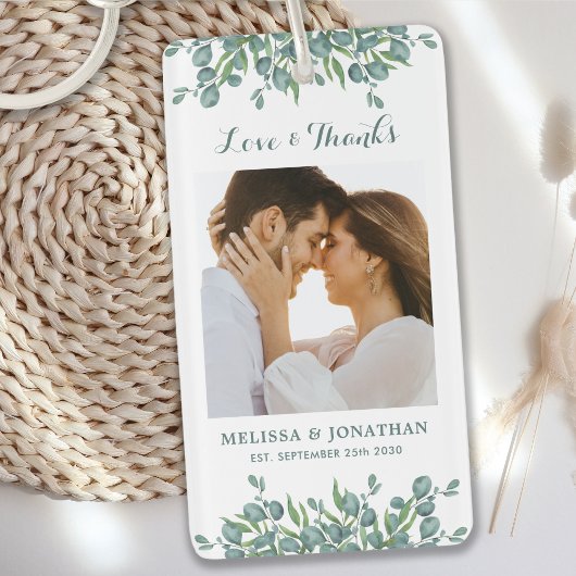 Liebe & Dank Eucalyptus Greenerity Foto Wedding Schlüsselanhänger