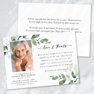 Liebe & Dank Eukalyptus Beerdigung Gedächtnisfeier Dankeskarte