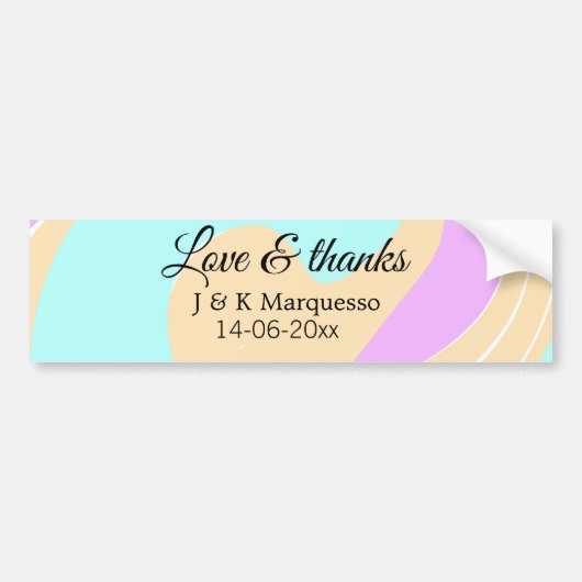 Liebe & Dank farbenfroher Marmorhochzeit Autoaufkleber (Vorne)