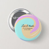 Liebe & Dank farbenfroher Marmorhochzeit Button (Vorne & Hinten)