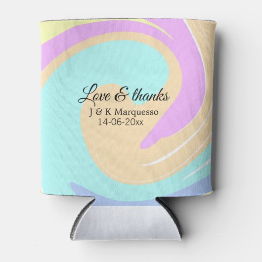 Liebe & Dank farbenfroher Marmorhochzeit Dosenkühler (Vorderseite)