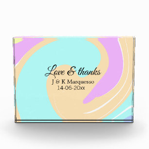 Liebe & Dank farbenfroher Marmorhochzeit Fotoblock