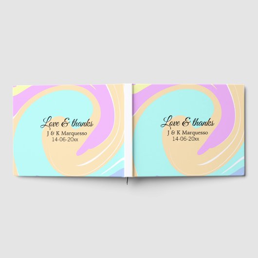 Liebe & Dank farbenfroher Marmorhochzeit Gästebuch (Voll)