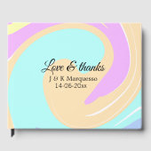 Liebe & Dank farbenfroher Marmorhochzeit Gästebuch (Vorderseite)