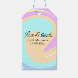 Liebe & Dank farbenfroher Marmorhochzeit Geschenkanhänger