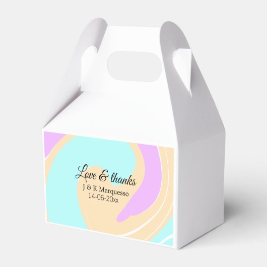 Liebe & Dank farbenfroher Marmorhochzeit Geschenkschachtel (Vorderseite)