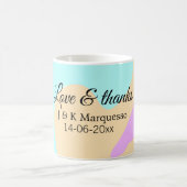 Liebe & Dank farbenfroher Marmorhochzeit Kaffeetasse (Mittel)