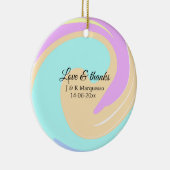 Liebe & Dank farbenfroher Marmorhochzeit Keramik Ornament (Rechts)