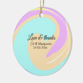 Liebe & Dank farbenfroher Marmorhochzeit Keramik Ornament (Links)