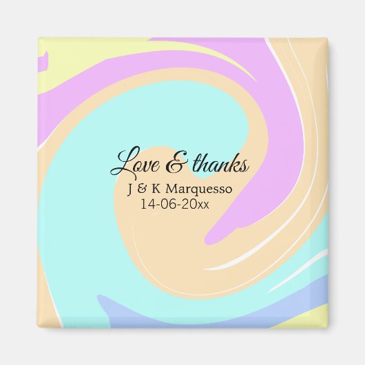 Liebe & Dank farbenfroher Marmorhochzeit Magnet (Vorne)