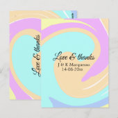Liebe & Dank farbenfroher Marmorhochzeit Postkarte (Vorne/Hinten)