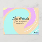 Liebe & Dank farbenfroher Marmorhochzeit Postkarte (Rückseite)