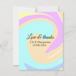 Liebe & Dank farbenfroher Marmorhochzeit Postkarte