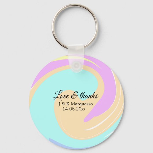 Liebe & Dank farbenfroher Marmorhochzeit Schlüsselanhänger (Vorderseite)