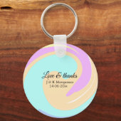 Liebe & Dank farbenfroher Marmorhochzeit Schlüsselanhänger (Rückseite)