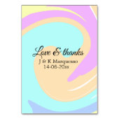 Liebe & Dank farbenfroher Marmorhochzeit Tischnummer (Rückseite)