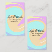 Liebe & Dank farbenfroher Marmorhochzeit Visitenkarte (Vorne/Hinten)