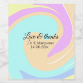 Liebe & Dank farbenfroher Marmorhochzeit Weinetikett (Einzelnes Label)