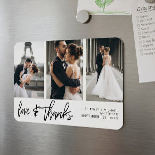 Liebe Dank Foto-Collage Handlettering Weiß Magnet