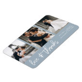Liebe dank Foto Collage Handschrift Dusty Blue Magnet (Linke Seite)