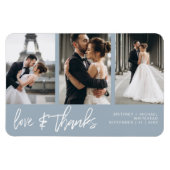 Liebe dank Foto Collage Handschrift Dusty Blue Magnet (Horizontal)