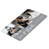 Liebe dank Foto Collage Handschrift Grau Magnet (Linke Seite)