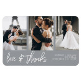 Liebe dank Foto Collage Handschrift Grau Magnet (Horizontal)
