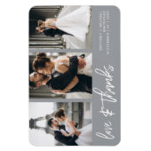 Liebe dank Foto Collage Handschrift Grau Magnet (Vertikal)