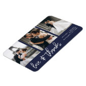 Liebe dank Foto Collage Handschrift Navy Blue Magnet (Linke Seite)