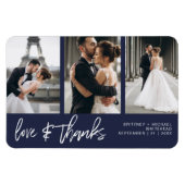 Liebe dank Foto Collage Handschrift Navy Blue Magnet (Horizontal)